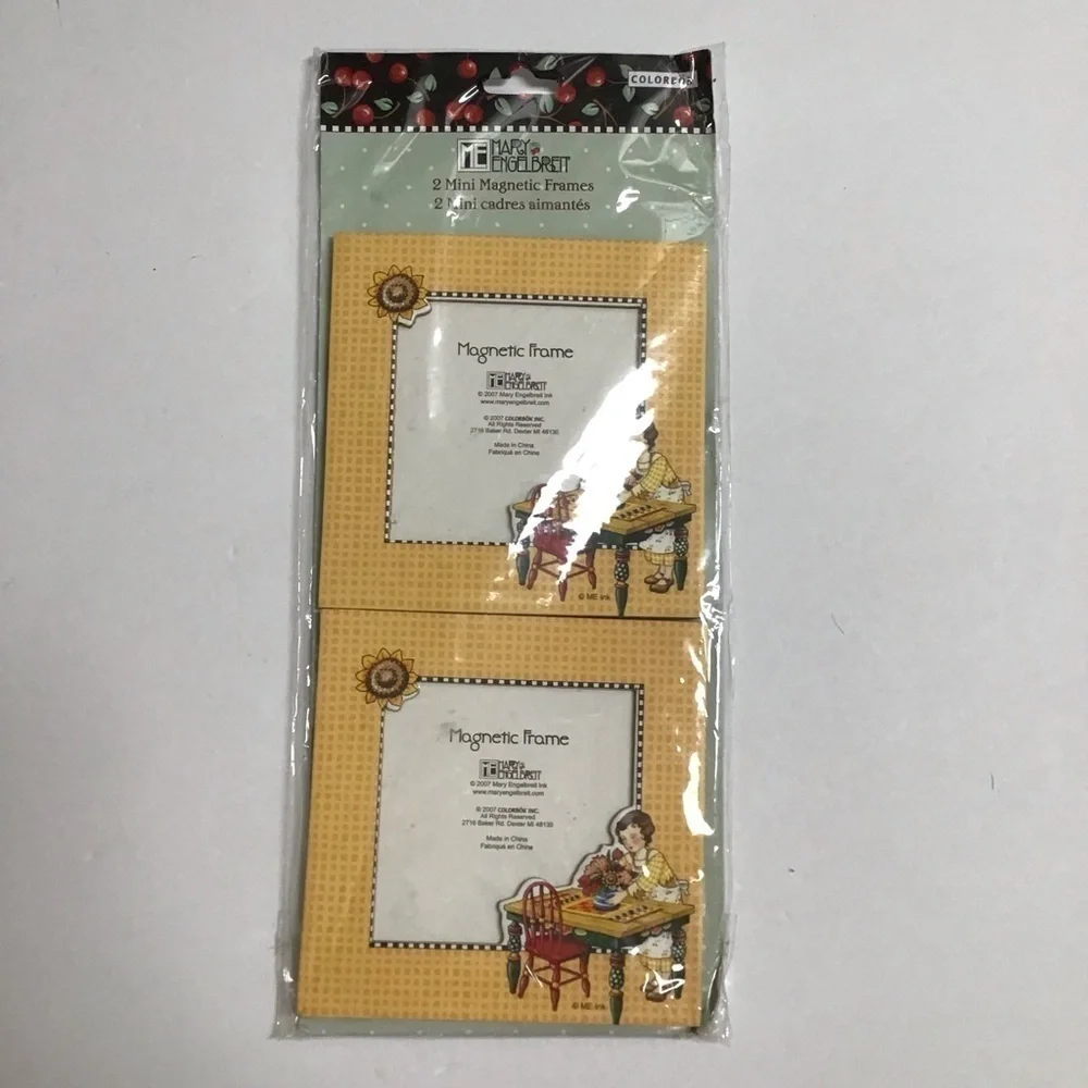 Mary Engelbreit 2 Mini Magnetic Photo Frames 3.5x3.5